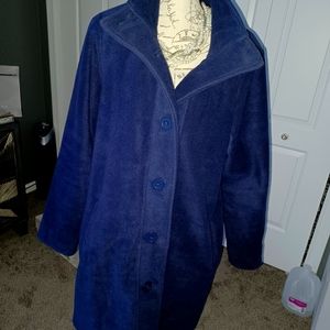 Women's Blue Fleece Car Coat